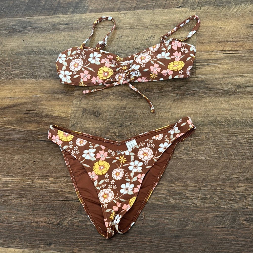 Hollister Brown Floral Swimwear
